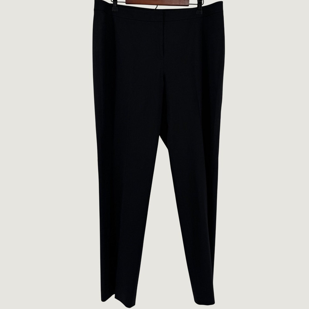 Lafayette 148 New York Trousers Womens 14 Black Virgin Wool Blend Straight Leg
